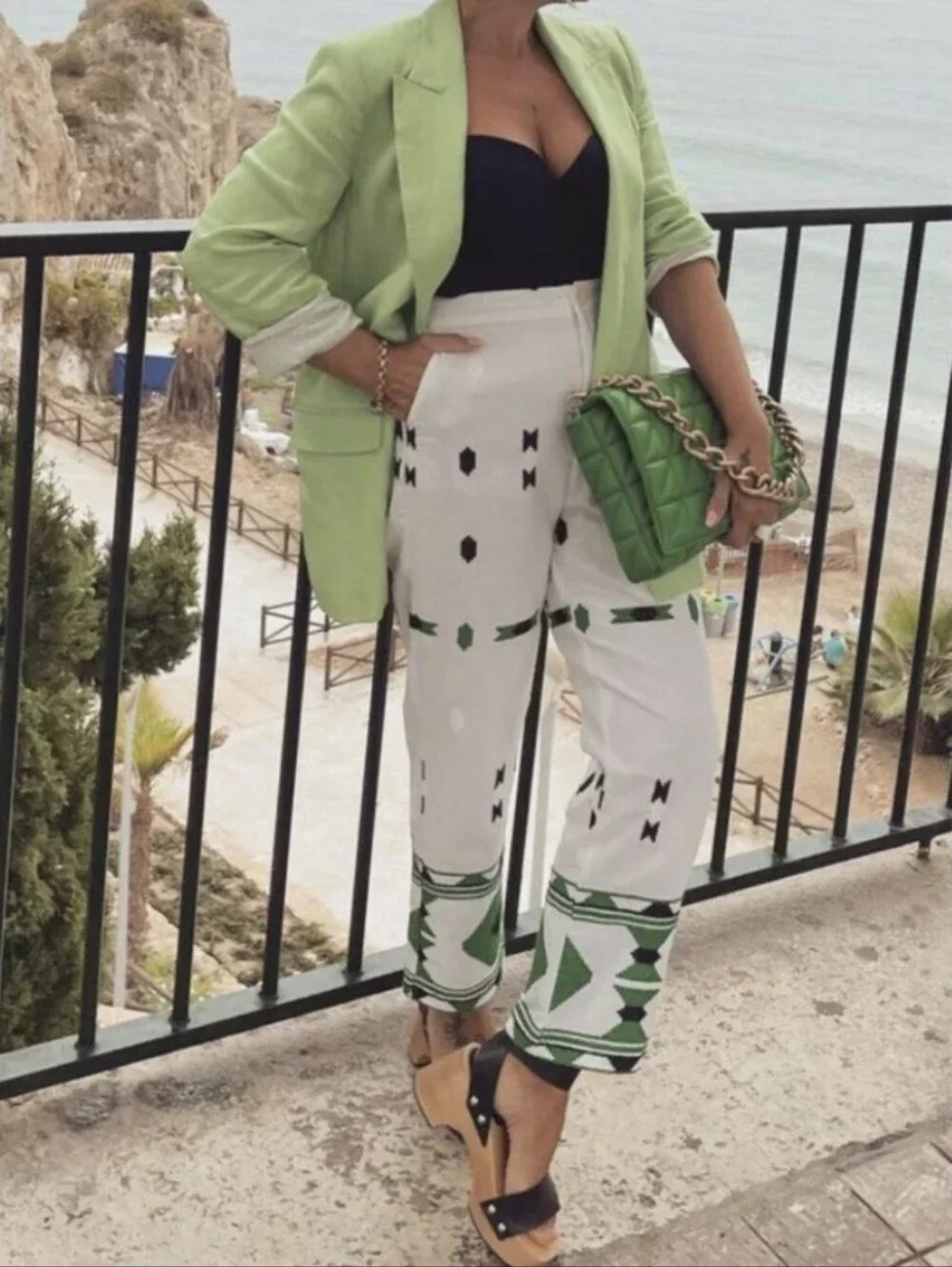 Blogger Fav! ZARA Linen Embroidered Ankle Pant Trouser Crop High Rise Straight